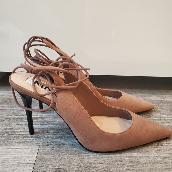 ★SOLD★ Mango Ankle Tie Slingback Heels 37 NWOB - Picture 2 of 15